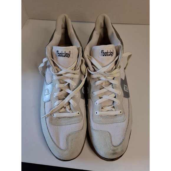 Vintage FootJoy Mens Shoes White Silver Suede 
 Hi Top Sneakers Gum Sole 11.5 main image 5